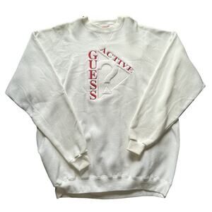 NWT Guess Sweatshirt Men XXL Off White Active Pullover USA Vintage 90s Deadstock